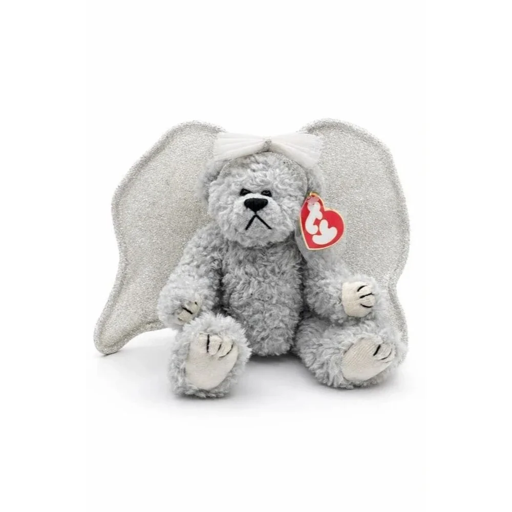 Vintage 1993 Ty Attic Treasures Sterling Angel Bear Silver Wings Plush w/ Tags